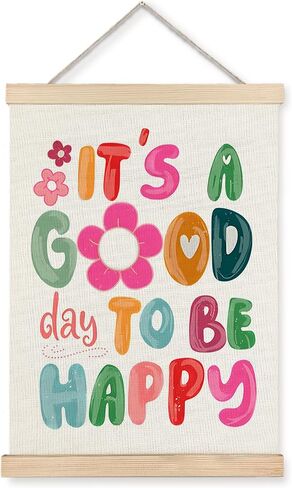 Inspirational Canvas Hanging Wall Art - It’s a Good Day to Be Happy Poster prints Hanger Framed, Positive Motivational Quote Canvas Wall Decor for Playroom Nursery Dorm Classroom Kids Room Office in Saudi Arabia