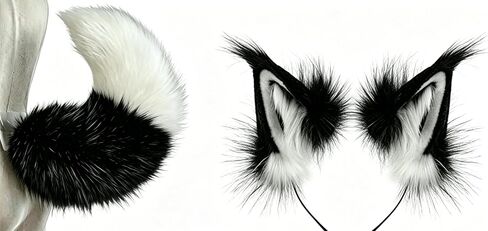 YXCFEWD Therian Mask and Tail Cat Mask Therian Women Fox Wolf Furry Mask Cat Costume Set in Kuwait