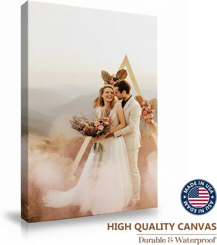 Custom Poster & Canvas Prints, Personalized Wall Art with Your Photo, Gallery Wrapped Stretched Canvas, 8x10 Vertical, Birthday Gift for Parents Grandparents Couples in Kuwait