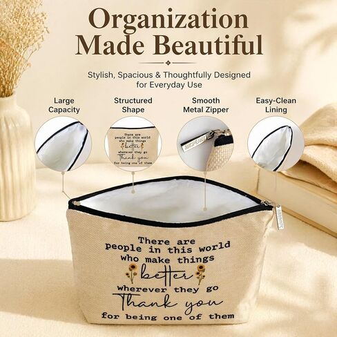 ancpeany Thank You Gifts for Womens Birthday Makeup Bag, Retirement Gift for Woman, Appreciation Gifts for Coworkers, Teachers, Principal, Nurse, Employee, College Graduation, Friendship Cosmetic in Saudi Arabia