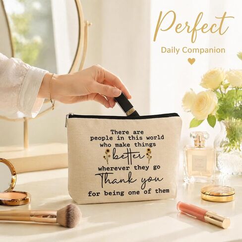 ancpeany Thank You Gifts for Womens Birthday Makeup Bag, Retirement Gift for Woman, Appreciation Gifts for Coworkers, Teachers, Principal, Nurse, Employee, College Graduation, Friendship Cosmetic in Saudi Arabia