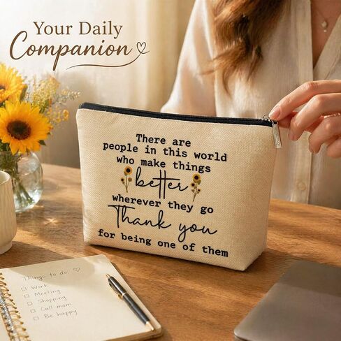 ancpeany Thank You Gifts for Womens Birthday Makeup Bag, Retirement Gift for Woman, Appreciation Gifts for Coworkers, Teachers, Principal, Nurse, Employee, College Graduation, Friendship Cosmetic in Saudi Arabia