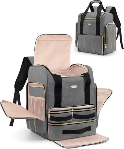 BALULHG Large Portable Travel Makeup Bag with 3 Removable Transparent Case, Dual-Shoulder Multi-Functional Cosmetic Bag,Double Layer Big Capacity Makeup Bag Backpack, Patent Pending in Saudi Arabia