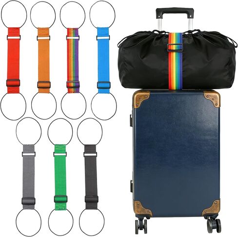 7-Pack Multi-Purpose Luggage Straps Elastic Fastening Bands for Suitcases Adjustable Connector Belts for Travel Organization and Bag Security Luggage Accessories in Saudi Arabia