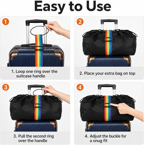 7-Pack Multi-Purpose Luggage Straps Elastic Fastening Bands for Suitcases Adjustable Connector Belts for Travel Organization and Bag Security Luggage Accessories in Saudi Arabia