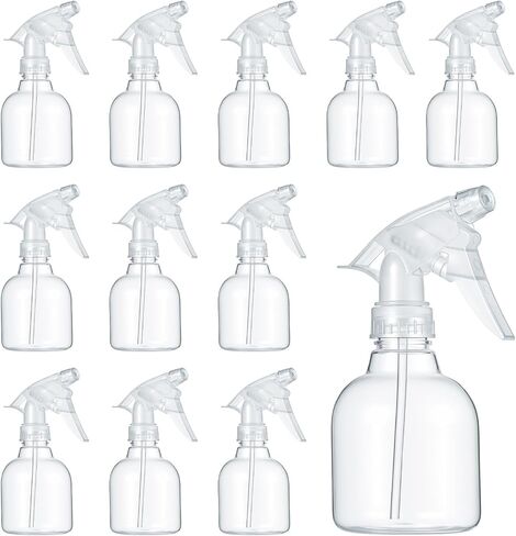 12 Pcs 8 oz Empty Plastic Spray Bottle with Trigger Sprayers Pet Adjustable Head from Fine to Stream Refillable for Hair, Plants, Cooking, Pets, Bath, Beauty, Cleaning, No Leakage (Clear) in Saudi Arabia