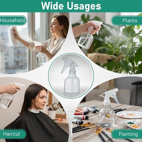 12 Pcs 8 oz Empty Plastic Spray Bottle with Trigger Sprayers Pet Adjustable Head from Fine to Stream Refillable for Hair, Plants, Cooking, Pets, Bath, Beauty, Cleaning, No Leakage (Clear) in Saudi Arabia