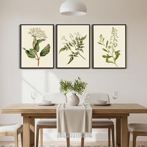 3pcs Sage Green Botanical Antique Flower canvas Wall Art Boho Neutral Poster Painting Artwork Vintage Summer Floral Plants Pictures for Bedroom living room Farmhouse bathroom Kitchen Wall Decor（12x16inch Unframed） in Saudi Arabia