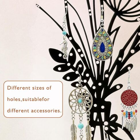 3 Pieces Metal Flowers Vases Earring Organizer 13.2 Inches in Height, Tabletop Earring Hanger,Jewelry Storage Tree Earring Display Stand, Black Dresser Decor in Saudi Arabia