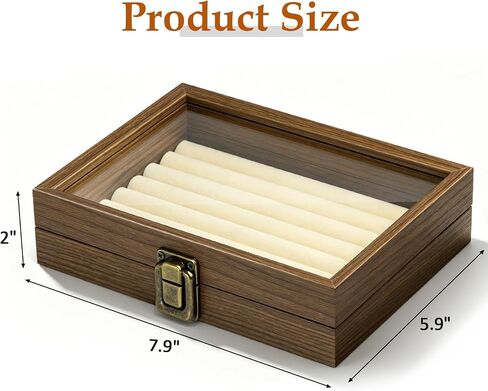 tutata Jewelry Box 7 Slot Ring & Earrings Organizer Box Jewelry Tray Holder Walnut Color in Kuwait