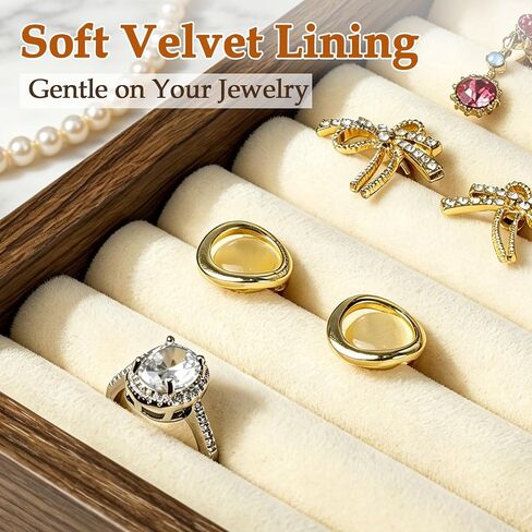 tutata Jewelry Box 7 Slot Ring & Earrings Organizer Box Jewelry Tray Holder Walnut Color in Kuwait
