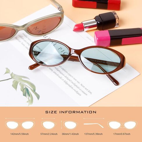 Retro Oval Cat Eye Sunglasses for Women 2026 Chic 90s Small Cute Skinny Thin Lightweight UV Protection Sun Glasses in Saudi Arabia