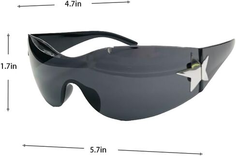 VIGUEUR Rimless Y2K Sunglasses for Women Men, Wrap Around Oversized Frameless Trendy Sun Glasses, Black in Saudi Arabia