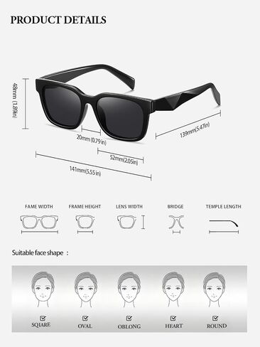 kimorn Square Sunglasses for Women Men, Retro Chunky Rectangle Frame UV400 Shades, Lightweight Sun Glasses for Driving Travel in Saudi Arabia