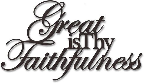 JEWLOVE Religious Decor - Bible Verse Wall Art on Metal, Great is Thy Faithfulness Christian Wall Decor for Home, Indoor & Outdoor, Inspirational Gift (14.5"x8.25") in Saudi Arabia