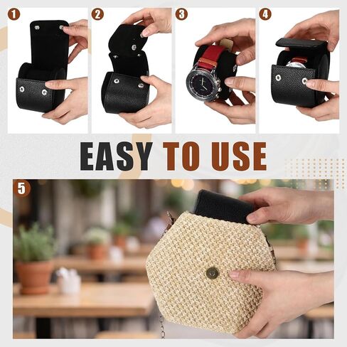 Yinkin 2 Pcs Father's Day Watch Travel Case Leather Watches Roll Single Watch Gift Box for Men Women Storage Organizer with Removable Pillow Solid Dividers for Wristwatch Display Anniversary Birthday in Kuwait