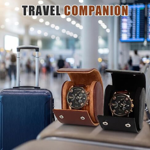 Yinkin 2 Pcs Father's Day Watch Travel Case Leather Watches Roll Single Watch Gift Box for Men Women Storage Organizer with Removable Pillow Solid Dividers for Wristwatch Display Anniversary Birthday in Kuwait