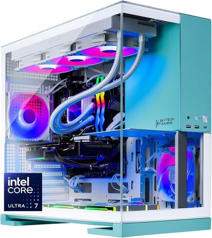Skytech Chronos Gaming PC سطح مكتب ، Ryzen 7 7700x 4.5 GHz (5.4 جيجا هرتز Turbo) ، NVIDIA RTX 5070 12GB ، 1TB NVME SSD ، 32GB DDR5 RAM 5600 RGB ، 850W GOLD PSU ، 360MM ARGB AIO ، WI-FI ، WIN 11 in Kuwait