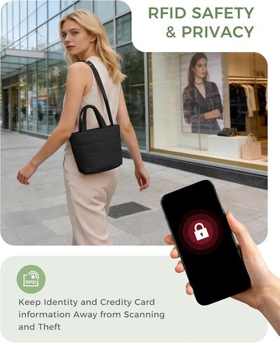 ECOHUB Crossbody Bags for Women Small Puffer Tote Mini Shoulder Handbags RFID Anti Theft CrossBody Purse Travel Casual Wallet in Kuwait