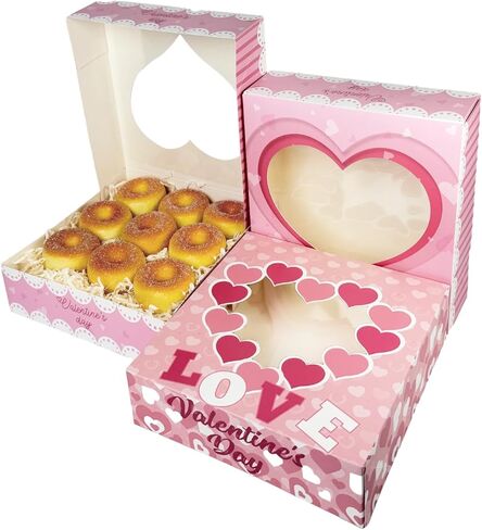 qiqee Valentine Bakery Box with Original Unique Design 100packs 6x6x3 Cookie Boxes Pastry Box for Valentine's Day in Kuwait