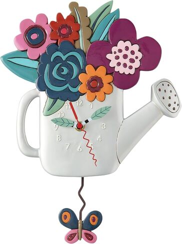 Enesco Allen Designs Flowers Time to Bloom ساعة حائط بندول تعمل بالبطارية، 9.85 بوصة، متعددة الألوان in Kuwait