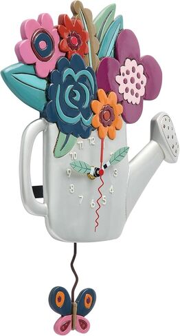 Enesco Allen Designs Flowers Time to Bloom ساعة حائط بندول تعمل بالبطارية، 9.85 بوصة، متعددة الألوان in Kuwait