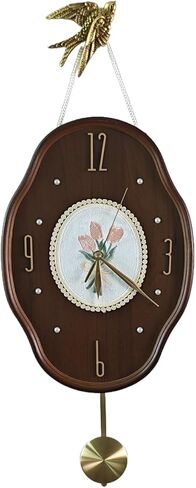 Can be Done DIY by Yourself. Retro Style Wood Indoor Wall Clock with Swinging Pendulum (Requires 2 AA Batteries for Clock Hands and Pendulum) Wall Clock in Saudi Arabia