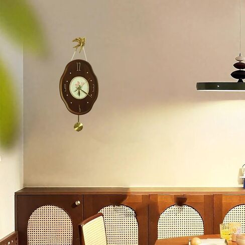 Can be Done DIY by Yourself. Retro Style Wood Indoor Wall Clock with Swinging Pendulum (Requires 2 AA Batteries for Clock Hands and Pendulum) Wall Clock in Saudi Arabia
