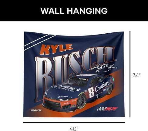 Northwest NASCAR Kyle Busch Cheddar's Comet Car Printed Wall Hanging Tapestry, 34 x 40 in, Woven Polyester Fabric, Decorative Fan Art for Bedroom Office Living Room in Kuwait