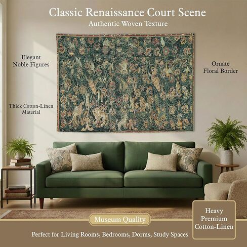 LATETOMT Medieval Millefleurs Tapestry, Unicorn Wall Decor 70.8x56in | Featuring medieval millefleurs artwork with unicorn, lion, birds, and vintage European garden styling in Saudi Arabia