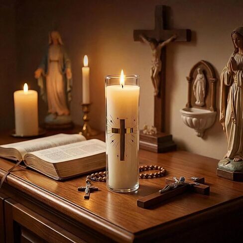 128 Hours Long Burning Beeswax Candles,Pure Beeswax Pillar Candles in Glass Jar,Unscented Natural Beeswax Prayer Candles for Religious Ceremony,Memorial,Vigil,Emergency (White) in Saudi Arabia