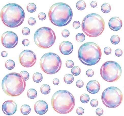 4 Sheets Bubble Wall Decals,Colorful Bubble Stickers Soap Bubbles Sticker Bathroom Decals for Bedroom Laundry Room Wall Mermaid Theme Party Under The Sea Birthday Party Decorations in Saudi Arabia