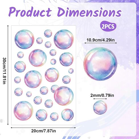 4 Sheets Bubble Wall Decals,Colorful Bubble Stickers Soap Bubbles Sticker Bathroom Decals for Bedroom Laundry Room Wall Mermaid Theme Party Under The Sea Birthday Party Decorations in Saudi Arabia
