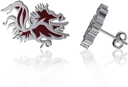 University of South Carolina Post Earrings - Platinum over 925 Solid Sterling Silver Studs, Officially Licensed Jewelry Gifts for Coaches and Women Graduates, Alumni, Gamecocks Logo by Dayna Designs in Kuwait