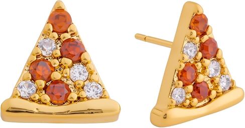 Dainty Pizza Stud Earrings for Women, Small Gold Plated Sparkly Triangle Rhinestone Cute Food Earrings, Tiny Unique Red Cubiz Zirconia Pizza Jewelry for Food Lovers Party Birthday in Saudi Arabia