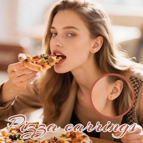 Dainty Pizza Stud Earrings for Women, Small Gold Plated Sparkly Triangle Rhinestone Cute Food Earrings, Tiny Unique Red Cubiz Zirconia Pizza Jewelry for Food Lovers Party Birthday in Saudi Arabia