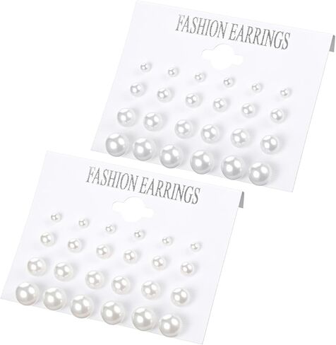 Elegant Pearl Earrings Set for Women, 24 Pairs White Simulated Large Pearl Stud Earrings for Bridal, Wedding, Birthday, Gifts in Saudi Arabia