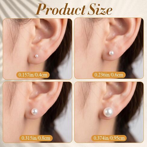 Elegant Pearl Earrings Set for Women, 24 Pairs White Simulated Large Pearl Stud Earrings for Bridal, Wedding, Birthday, Gifts in Saudi Arabia