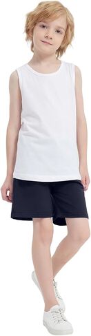 4-Pack Boy Shorts French Terry Cotton Athletic Shorts Kids Summer Clothes Elastic Waist with Drawstring 2T-12Y in Saudi Arabia