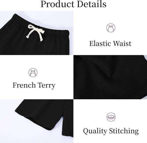 4-Pack Boy Shorts French Terry Cotton Athletic Shorts Kids Summer Clothes Elastic Waist with Drawstring 2T-12Y in Saudi Arabia