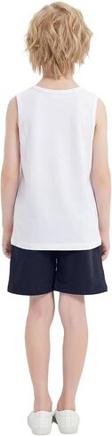 4-Pack Boy Shorts French Terry Cotton Athletic Shorts Kids Summer Clothes Elastic Waist with Drawstring 2T-12Y in Saudi Arabia