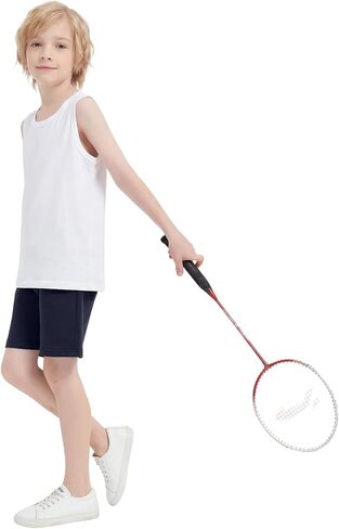 4-Pack Boy Shorts French Terry Cotton Athletic Shorts Kids Summer Clothes Elastic Waist with Drawstring 2T-12Y in Saudi Arabia
