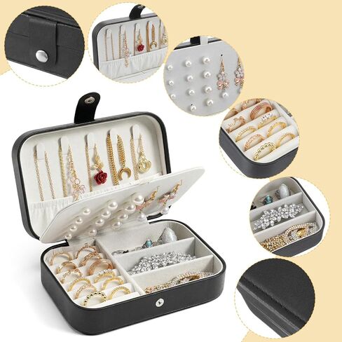 Lemecima 6 Pack Travel Jewelry Boxes, PU Leather Small Jewelry Organizer for Women Girls, Portable Mini Travel Case Display Storage Holder Boxes for Earrings, Rings, Necklaces, Bracelets in Kuwait