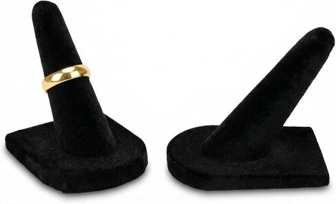 2 Pcs Velvet Ring Holder Stand Jewelry Display Black Holders for Engagement Rings Wedding Showcase Selling Vendors Elegant Ring Organizer Jewelry Stand for Home or Shop Use in Saudi Arabia