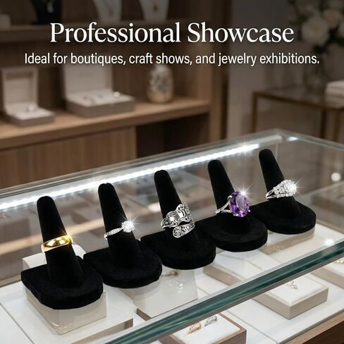 2 Pcs Velvet Ring Holder Stand Jewelry Display Black Holders for Engagement Rings Wedding Showcase Selling Vendors Elegant Ring Organizer Jewelry Stand for Home or Shop Use in Saudi Arabia