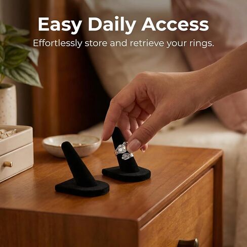 2 Pcs Velvet Ring Holder Stand Jewelry Display Black Holders for Engagement Rings Wedding Showcase Selling Vendors Elegant Ring Organizer Jewelry Stand for Home or Shop Use in Saudi Arabia