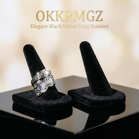 2 Pcs Velvet Ring Holder Stand Jewelry Display Black Holders for Engagement Rings Wedding Showcase Selling Vendors Elegant Ring Organizer Jewelry Stand for Home or Shop Use in Saudi Arabia