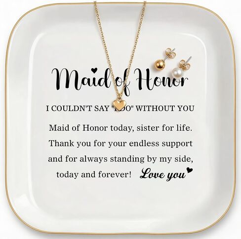 Maid of Honor Ring Dish-Maid of Honor Today Sister for Life-Ceramic Jewelry Tray, Bridesmaid Proposal Gift from Bride, Bridal Shower Bachelorette Wedding Gift 4.52x4.52inch in Kuwait