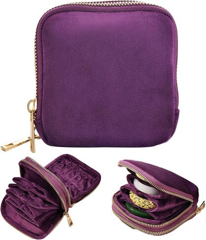 Travel Jewelry Case, 2-Layer Velvet Jewelry Organizer Storage, 11 Compartment Jewelry Travel Bag for Bangle Bracelet Necklace Ring, Anti-Scratch Portable Jewelry Pouch, Mothers Day Mom Gifts Purple in Saudi Arabia