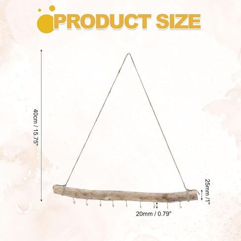 MECCANIXITY 15'' Driftwood Wall Hanging, Driftwood Jewelry Hanger Decorative Branches with 9 Hooks for DIY Art Crafts Wall Hanging Woven, Style 4 in Saudi Arabia